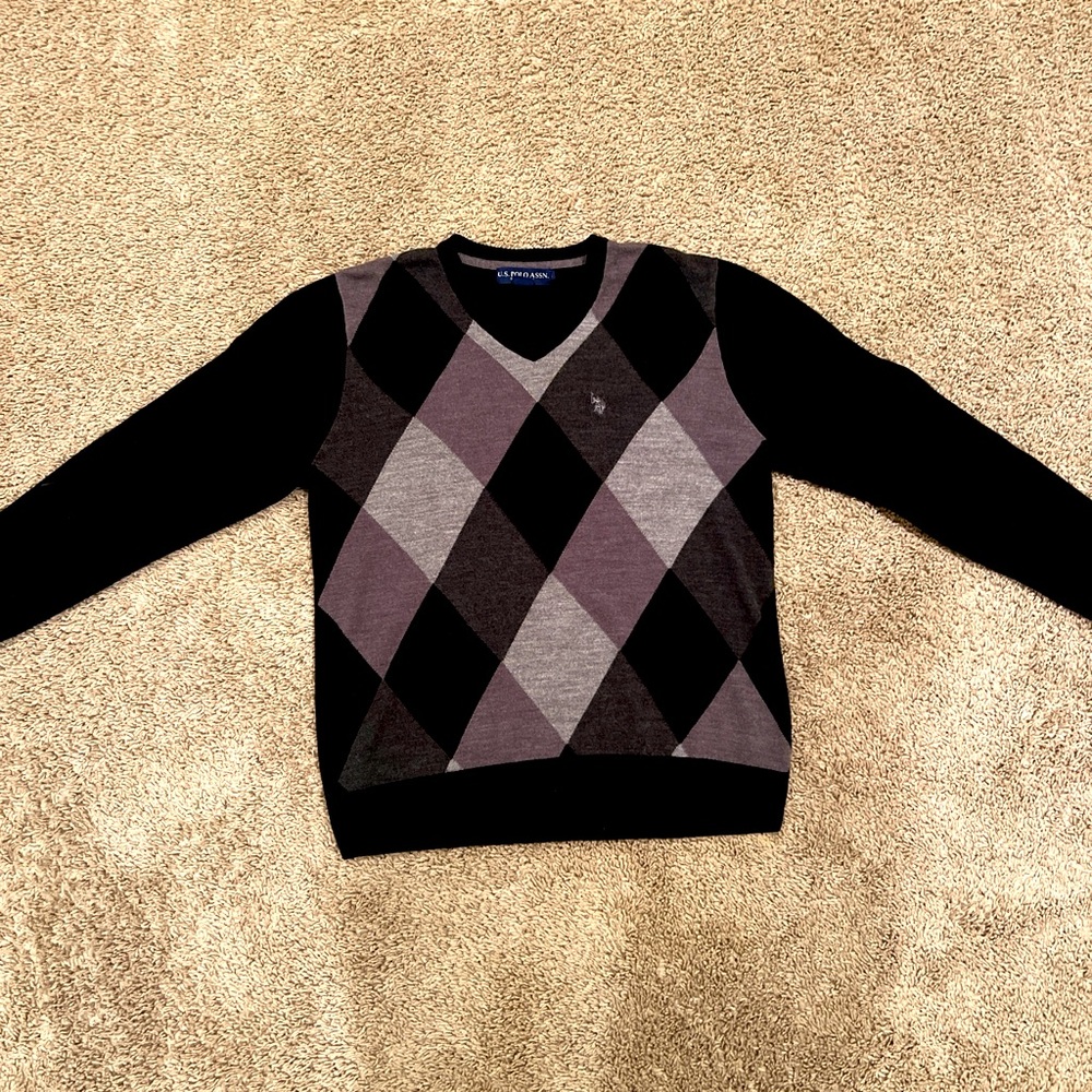 Black and Grey Polo Long-Sleeve Shirt